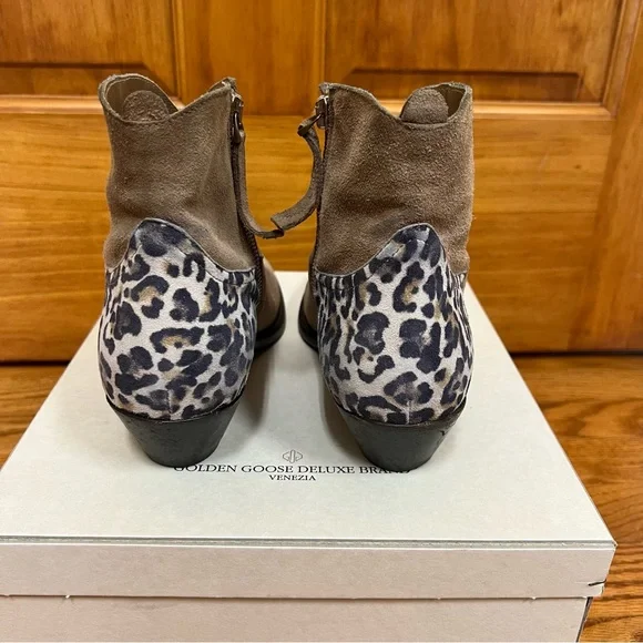 Golden Goose Young Boots in Tobacco Suede- Ice Leopard, Size 40 - Picture 3 of 12